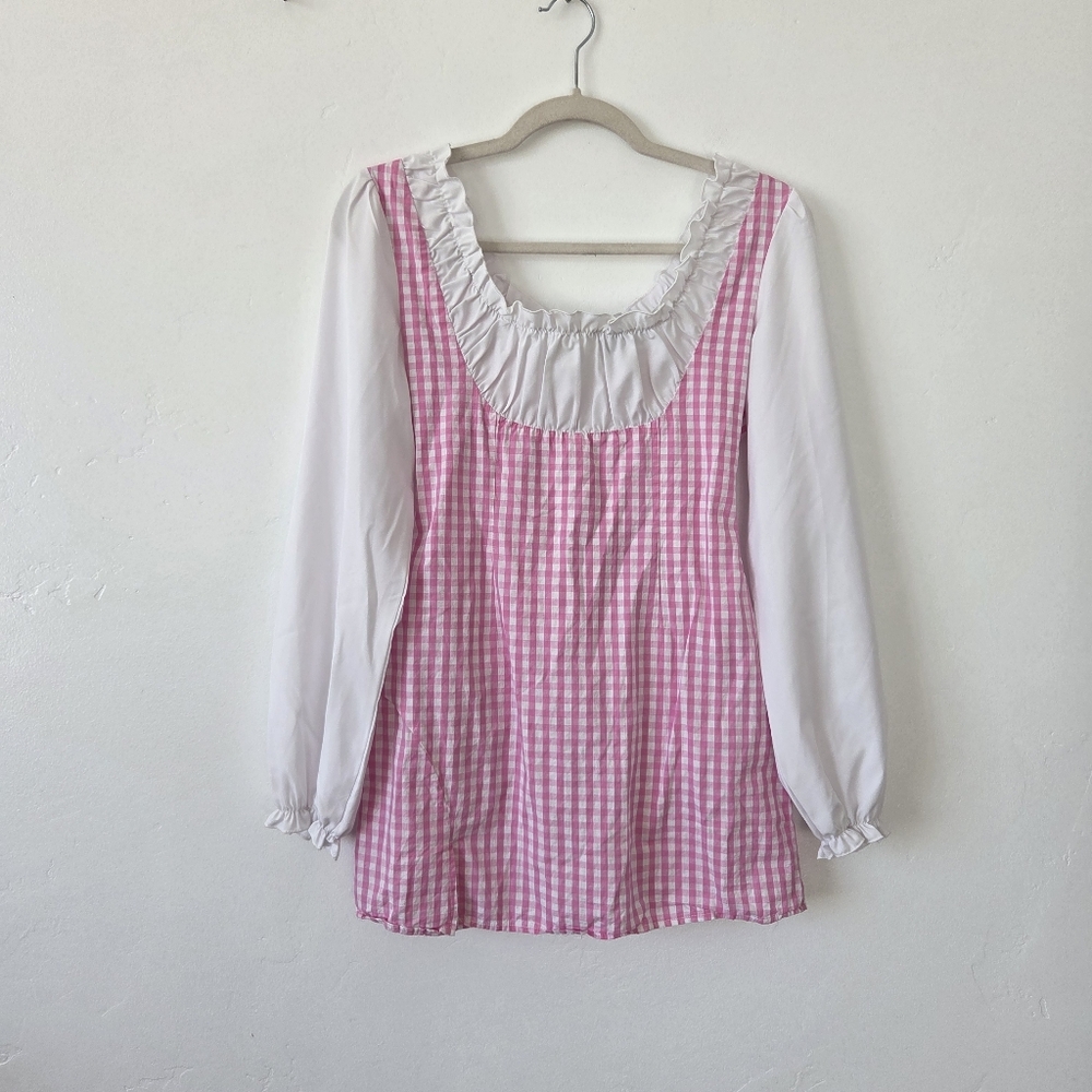 Dolls Kill Baby Pique Your Interest Mini Dress Pink Gingham Lolita Coquette S